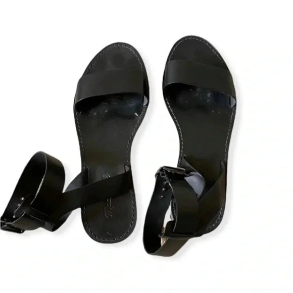 Madewell The Boardwalk Leather Ankle-Strap Black Sandal SZ 6.5 - Picture 4 of 6
